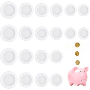 20 Pieces Rubber Saving Box Plug, Piggy Bank Plug Saving Box Plug White Piggy Bank Stopper Cover Rubber Round Plug Replacement Rubber Saving Box for Money Saving Box 5 Sizes (Black)
