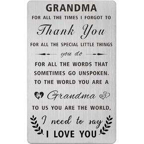 Grandma Gifts from Grandson Granddaughter, I Love You Grandmother, Grandma Wallet Card Gifts from Grandchildren for Birthday Anniversary Presents
