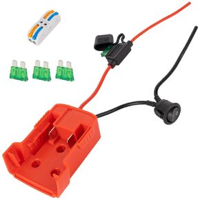 BlueStars RED Power Wheels Adapter for Milwaukee M18 Power Wheels Battery Conversion Kit with Fuse Holder & 30A Blade Fuses for 18V Battery - for DIY, RC Toys and Robotics - Pack of 2