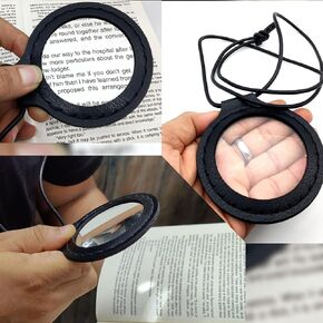 6X Magnifying Glass Pendant Nautical Vintage Leather Strap Necklace Magnifying Glass Magnifier Pendant a Leather Holder Neck Loop Black