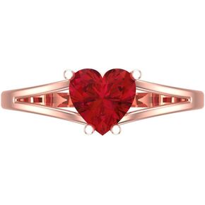 Clara Pucci 1.55 ct Heart Cut Solitaire split shank Genuine Pink Tourmaline Stunning Classic Statement Ring 14k Rose Gold for Women