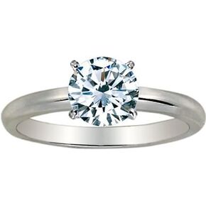 1 Carat Round Cut Diamond Solitaire Engagement Ring 14K White Gold 4 Prong (K, VS2-SI1, 1 c.t.w) Ideal Cut