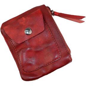1Pcs Genuine Leather Zipper Coin Purse Coin Purse for Men Mini Leather Coin Purse Coin Pouch Holder Vintage Change Wallet Coin Pouch for Men Women (Light brown)