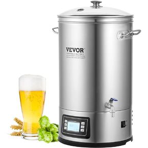 VEVOR Electric Brewing System, 8 GALLON Brewing Stock Pot, All-in-One Home Beer Brewer, 304 Stainless Steel Brewing Supplies with Panel, Includes Glass Lid, Handle, Spigot, Electronic Panel Control