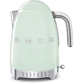 Smeg 50's Retro 7 Cup Stainless Steel Variable Temperature Electric Kettle with 7 Temperature Settings, Led Display, Swivel Base and Keep Warm Function Black KLF04BLUS