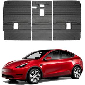 KIKIMO for Tesla Model Y Floor Mats 9PCS, All-Weather Floor Mats for Tesla Model Y 2020-2024 Accessories, Waterproof Non-Slip Floor Mat Front Rear Cargo Liner Mat Backrest Mats Custom Fit for 5 Seater