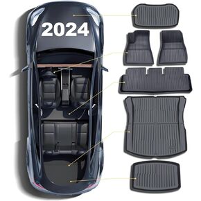 Floor Mats for 2024 Tesla Model 3 Highland, Full Set for Tesla Model 3 2024 All Weather Floor Liners, Tesla 3 Frunk Trunk Mat Rear Cargo Tray Interior,Tesla Model 3 Accessories 2024(6 PCS)
