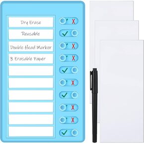 Dry Erase Checklist Board to Do List Memo Boards Slider Schedule Chore Chart DIY Plastic RV Checklist Detachable Daily Checklist with Markers and 3 Erasable Paper for Planning (to Do List, Green)