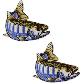 Striped Brook Trout Fishing Embroidered Iron on Patches