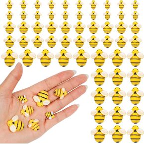 TXIN 60 Pieces Tiny Resin Bees Decor Plastic Crafts Bee Ornaments Flatback Charms Embellishments for DIY Art Party Wreath Home Decoration(3 Size)
