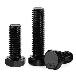 3/8-16 x 2“ Hex Head Bolts, Fully Threaded, Stainless Steel 304(18-8) Bolt, Black Oxide Finish, Quantity 8