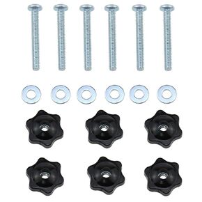 أطقم مقابض T-Track 1/4-20 × 2 بوصة و1/4 بوصة صواميل يدوية سداسية سوداء بالإضافة إلى غسالات مسطحة من الحديد المجلفن 1/4 بوصة - 6 مجموعات