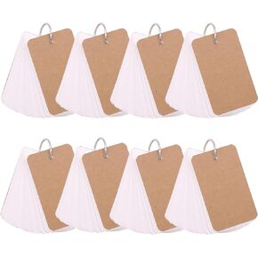 Blank Index Cards Colored Flash Cards with Binder Ring for School, Learning (8 Pack, 2.2"x3.5", 400 Count) Heavy Weight Note Card Cardstock, Study Word Vocabulary Card, Kraft Paper Gift Tag with Hole