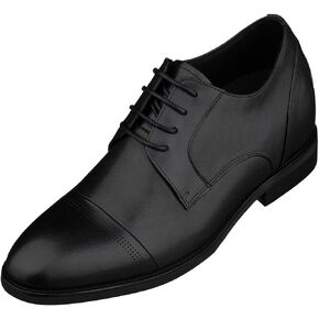 TOTO Men's Invisible Height Increasing Elevator Shoes - Premium Leather Lace-up Micro-Perforated Formal Derby Oxfords - 2.8 Inches Taller in Saudi Arabia
