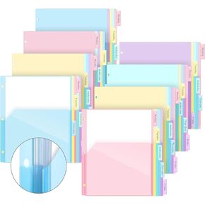 Jetec 4 Sets/ 20 Pcs Expanding Plastic Binder Dividers with Flexible Front Pockets Expand 1/4", 5 Tab Letter Size Plastic Dividers 3 Ring Binder Organization Binder Index Dividers for School in Kuwait