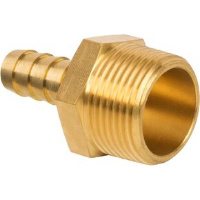 JUWO 3/8" Barb x 3/4" NPT Male Pipe, Brass Hose Barb Fitting for Air, Gas, Fuel, Oil (1-Pack)