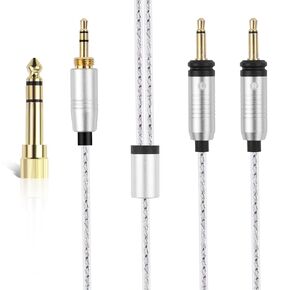 Balanced Headphone Audio Cable Replacement for Focal Elegia/Glear MG/Celestee/Stellia/Elear/Clear/Radiance Headphones Dual 3.5mm Male Jack to 3.5mm with 6.35mm Adapter, 4.9Ft/1.5m