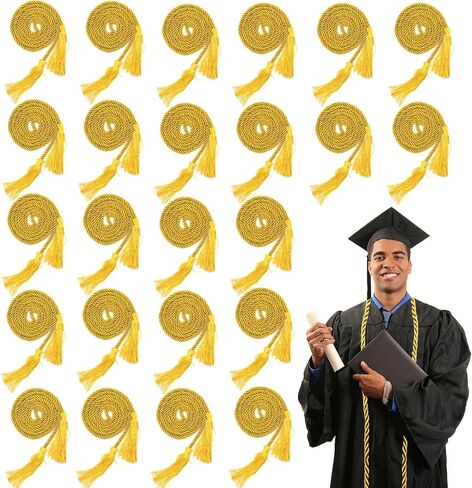 24 قطعة من حبال التخرج وحبال الشرف مع شرابة وديكورات حبال التخرج للخريجين وطلاب الكلية والبكالوريوس والماجستير والدكتوراه ثوب التخرج وديكور الخريجين التصوير الفوتوغرافي (ذهبي) in Kuwait