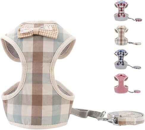 VOOPET Puppy Harness Easy to Put On & Take Off Step in Dog Harness, Puppy Soft Padded Mesh Front Vest with Leash, Adjustable Pets No-Pull Walking Harness with Cute Bows for Small Dogs and Cats in Saudi Arabia