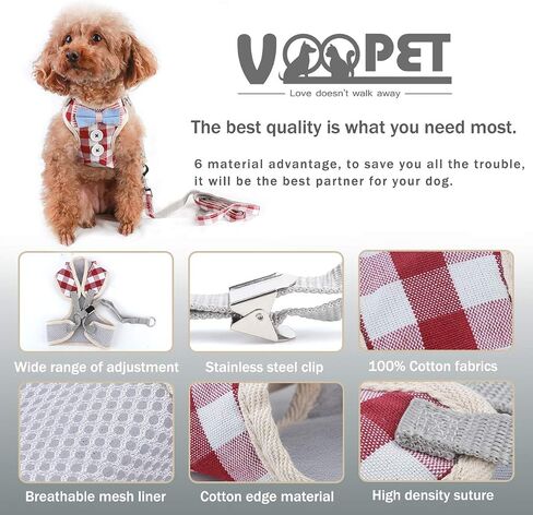VOOPET Puppy Harness Easy to Put On & Take Off Step in Dog Harness, Puppy Soft Padded Mesh Front Vest with Leash, Adjustable Pets No-Pull Walking Harness with Cute Bows for Small Dogs and Cats in Saudi Arabia