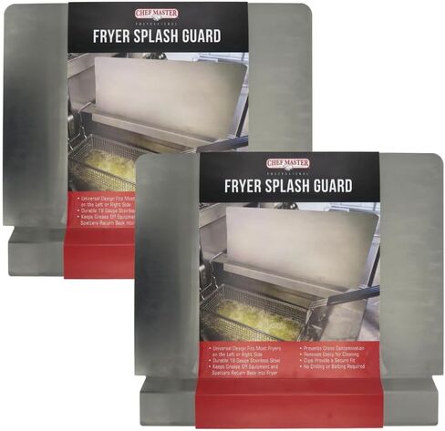 Chef Master Fryer Splash Guard (2-Pack) - 20.5 x 15 Inch, Stops Oil Splattering - Universal Fit 18-Gauge Stainless Steel Splatter Screen - Commercial Deep Fryer Protection - Oil Splatter Guard (90059) in Kuwait