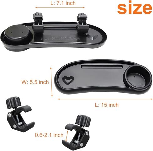 حامل أكواب لعربة الأطفال 3 في 1 مع حامل للهاتف، صينية للوجبات الخفيفة لعربة الأطفال مع حامل أكواب للأطفال الصغار، ملحقات عربة الأطفال، صينية عربة أطفال عالمية لمشاهدة الفيديو in Kuwait