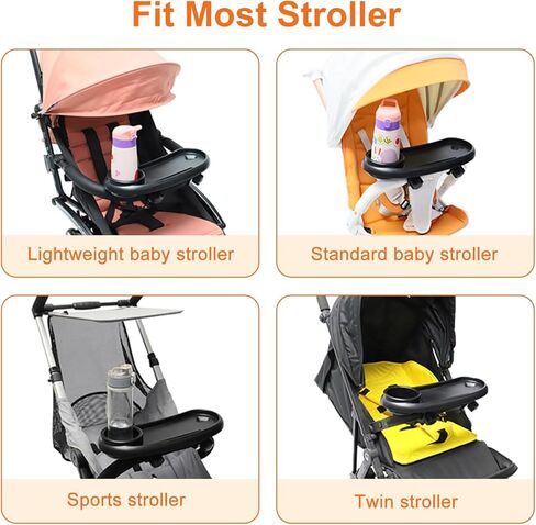 حامل أكواب لعربة الأطفال 3 في 1 مع حامل للهاتف، صينية للوجبات الخفيفة لعربة الأطفال مع حامل أكواب للأطفال الصغار، ملحقات عربة الأطفال، صينية عربة أطفال عالمية لمشاهدة الفيديو in Kuwait