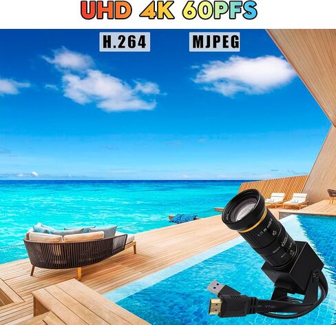 SVPRO HDMI USB Camera 4K 60fps USB3.0 Streaming Webcam with Zoom 5-50mm Telephoto Lens,10X Optical Zoom Industrial Microscope Camera H.264 Video Camera for Computer,Raspberry Pi,Monitor in Kuwait
