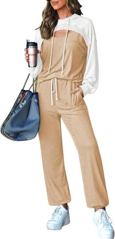 Fixmatti Women 2 Piece Outfits Long Sleeve Cutout Hoodie Matching Sweatpants Jogger Set Sweatsuit in Saudi Arabia