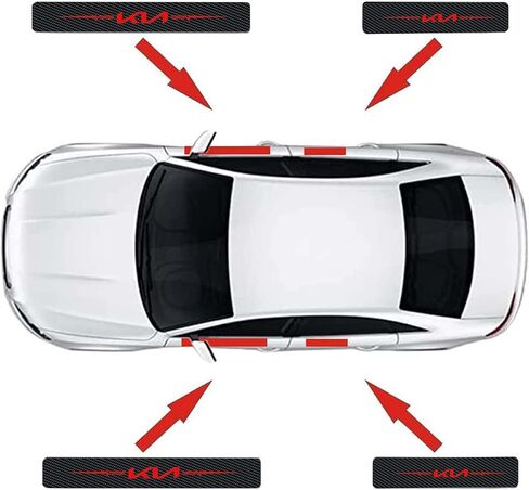 4Pcs Car Door Sill Protector Reflective 4D Carbon Fiber Sticker Decoration Door Entry Guard Door Sill Scuff Plate Stickers Accessories Compatible with KIA (Red) in Saudi Arabia