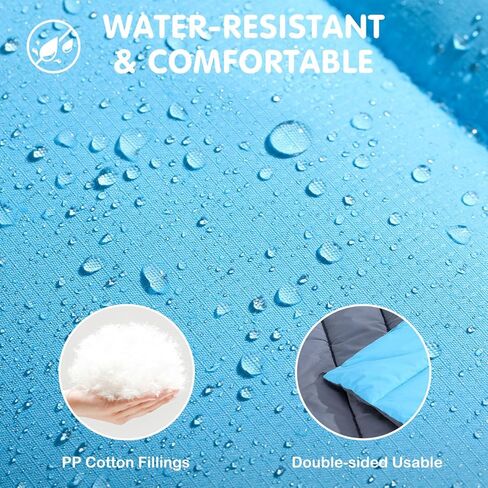 سرير للكلاب للسفر للاستخدام الخارجي من Pawaboo، سرير للكلاب للتخييم مقاوم للماء مع حقيبة حمل و4 قضبان معدنية، بساط سرير للكلاب قابل للغسل والنقل، رائع للأقفاص وبيوت الكلاب - للكلاب المتوسطة الكبيرة (47 بوصة × 40 بوصة أزرق) in Kuwait