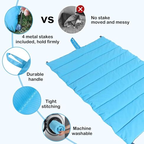 سرير للكلاب للسفر للاستخدام الخارجي من Pawaboo، سرير للكلاب للتخييم مقاوم للماء مع حقيبة حمل و4 قضبان معدنية، بساط سرير للكلاب قابل للغسل والنقل، رائع للأقفاص وبيوت الكلاب - للكلاب المتوسطة الكبيرة (47 بوصة × 40 بوصة أزرق) in Kuwait