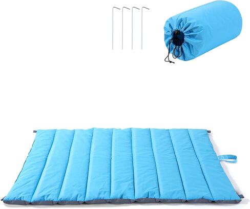 سرير للكلاب للسفر للاستخدام الخارجي من Pawaboo، سرير للكلاب للتخييم مقاوم للماء مع حقيبة حمل و4 قضبان معدنية، بساط سرير للكلاب قابل للغسل والنقل، رائع للأقفاص وبيوت الكلاب - للكلاب المتوسطة الكبيرة (47 بوصة × 40 بوصة أزرق) in Kuwait