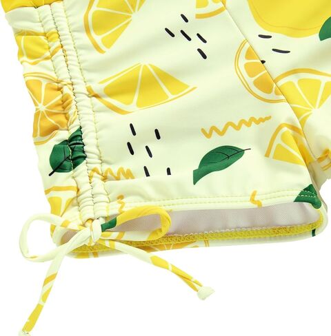 Funnycokid Girls Swimsuit 3 Pieces Zip Rash Guard Bathing Suits Set Kids Bikini Boyshort Summer Swimwear 3-14 Years in Kuwait