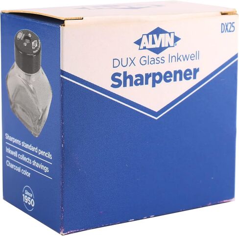 Alvin Charcoal Black Inkwell Pencil Sharpener Model DX25 DUX Glass Inkwell Sharpener for Artists, Architects, Writers, and Drafters, Pencil Sharpener with Inkwell Styled Shavings Catch in Saudi Arabia