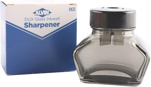 Alvin Charcoal Black Inkwell Pencil Sharpener Model DX25 DUX Glass Inkwell Sharpener for Artists, Architects, Writers, and Drafters, Pencil Sharpener with Inkwell Styled Shavings Catch in Saudi Arabia