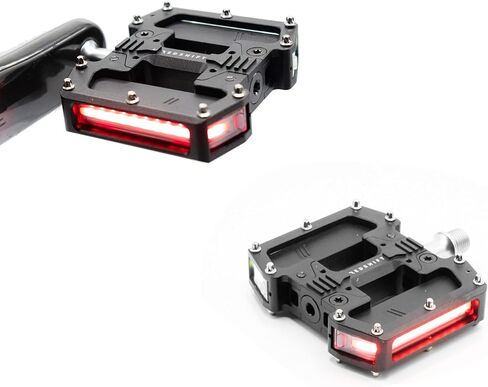 REDSHIFT ARCLIGHT PRO Flat Bicycle Pedals with LED Lights, Auto On-Off, 36+ hr Battery, USB Rechargeable, Weatherproof, Flat Aluminum Bike Pedal with 9/16in Steel Spindle and Traction Pins in Saudi Arabia