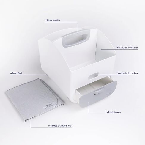 Ubbi Diaper Caddy Organizer, Stores Baby Diapers, Wipes & Baby Accessories, White in Saudi Arabia