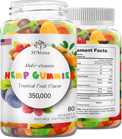 1 Packs Organic Hemp Gummies Extra Strengthen High Potency with Pure Hemp Oil Extract Vegan Edible Bear Candy - Non-GMO, Vegan, Low Sugar, Made in USA in Kuwait