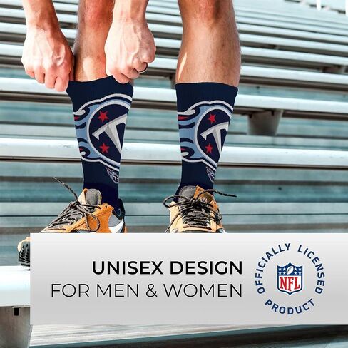 For Bare Feet NFL Youth V Curve Socks - Machine Washable - Poly-spandex blend - Perfect Fit and Durability for Active Young Athletes (Tennessee Titans - Multicolor) in Saudi Arabia