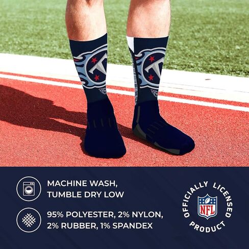 For Bare Feet NFL Youth V Curve Socks - Machine Washable - Poly-spandex blend - Perfect Fit and Durability for Active Young Athletes (Tennessee Titans - Multicolor) in Saudi Arabia