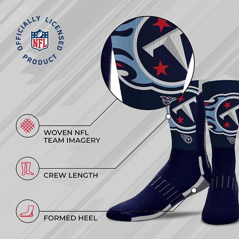 For Bare Feet NFL Youth V Curve Socks - Machine Washable - Poly-spandex blend - Perfect Fit and Durability for Active Young Athletes (Tennessee Titans - Multicolor) in Saudi Arabia