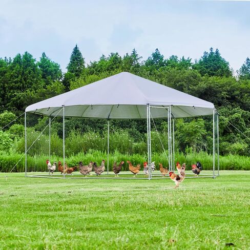 ROOMTEC Large Metal Chicken Coop Hexagonal Chicken Run, Heavy-Duty Chicken Coop, Waterproof & UV Resistant, for Chicken, Dog, Rabbits and Birds Outdoor House (9.2 * 8.1ft) in Saudi Arabia