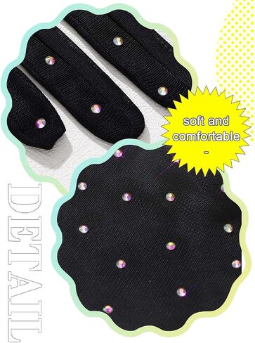 Glitter Rhinestones Short Mesh Gloves Black Finger Cosplay Gloves Wrist Prom Accessories for Women and Girls in Saudi Arabia