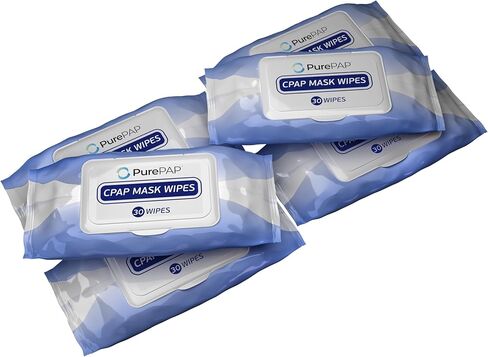 CPAP Cleaning Wipes (BULK 180 Wipes) - 100% Cotton Sheets - Alcohol-Free CPAP Mask wipes - Natural Ingredients w/Aloe Vera & Vitamin E - Resealable Packet - CPAP Supplies in Saudi Arabia