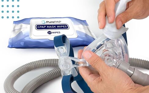 CPAP Cleaning Wipes (BULK 180 Wipes) - 100% Cotton Sheets - Alcohol-Free CPAP Mask wipes - Natural Ingredients w/Aloe Vera & Vitamin E - Resealable Packet - CPAP Supplies in Saudi Arabia