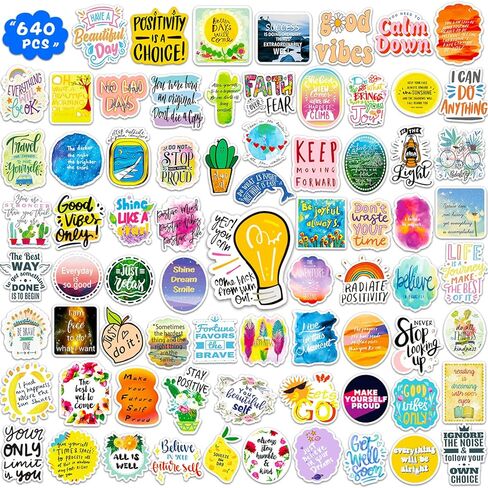 640 قطعة من ملصقات المخطط الملهمة للمراهقين والطلاب والمعلمين والكبار ملصقات اقتباس تحفيزية لسجل قصاصات التقويم، 20 قطعة × 32 ورقة ملصقات تأكيد إيجابية للتشجيع in Kuwait