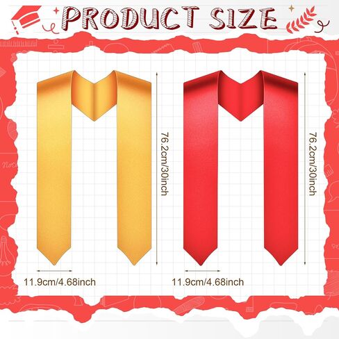 2 Pcs Unisex Adult Plain Graduation Stole Class of 2024 Plain Graduation Sash for Academic and Choral, 60'' Long in Saudi Arabia