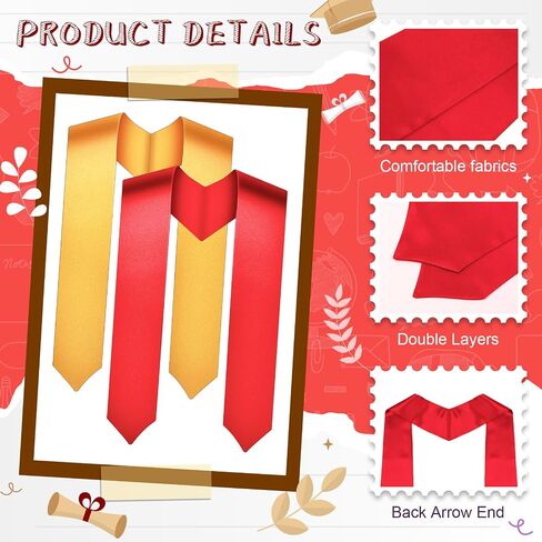 2 Pcs Unisex Adult Plain Graduation Stole Class of 2024 Plain Graduation Sash for Academic and Choral, 60'' Long in Saudi Arabia