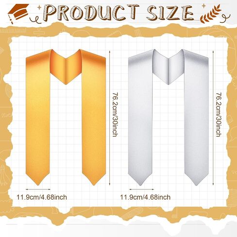 2 Pcs Unisex Adult Plain Graduation Stole Class of 2024 Plain Graduation Sash for Academic and Choral, 60'' Long in Saudi Arabia